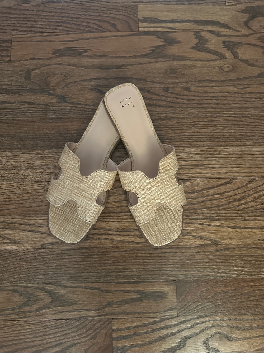 a new day Natural Raffia Slide Sandals - Beige